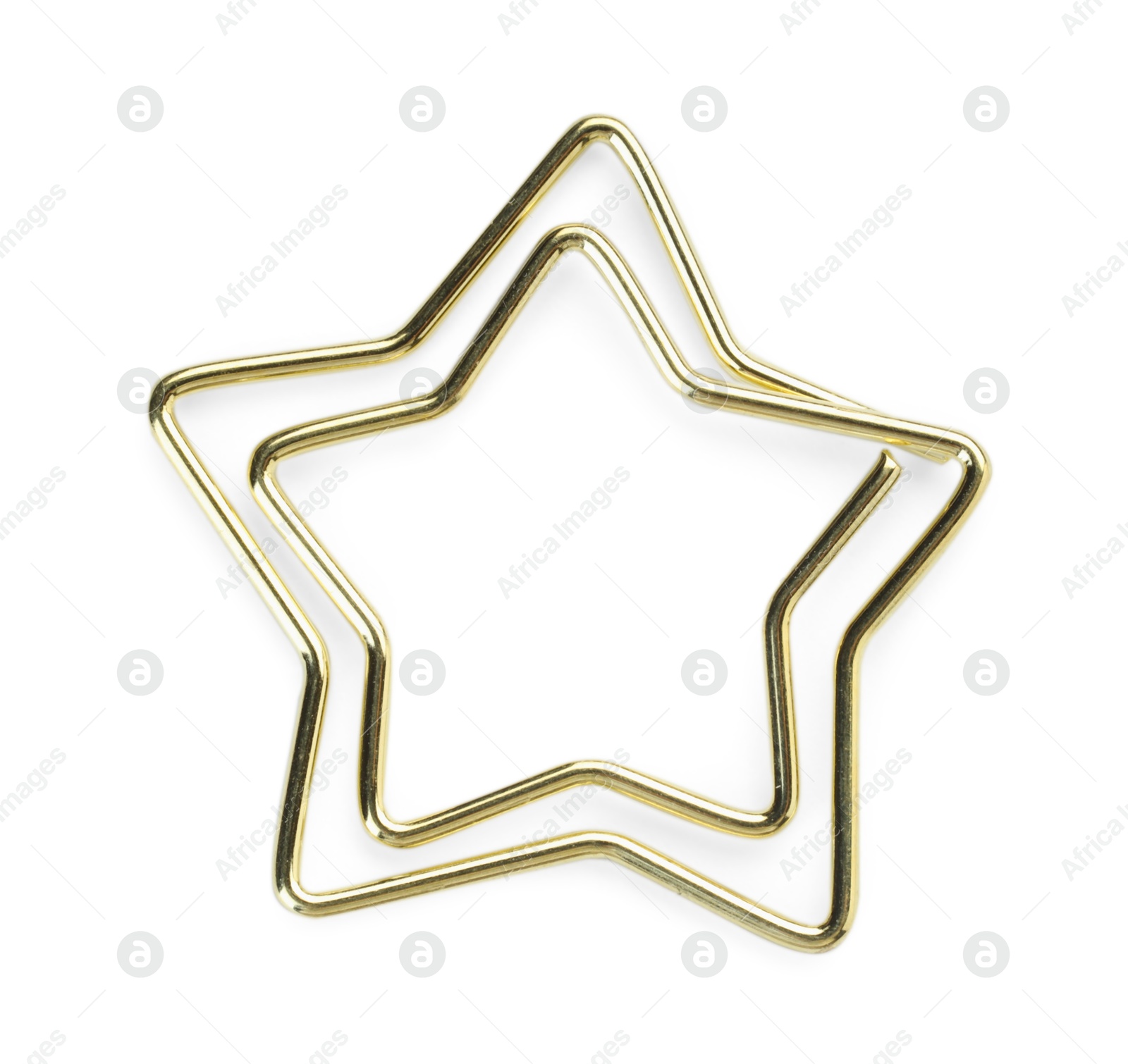 Photo of Star shaped paper clip isolated on white, top view