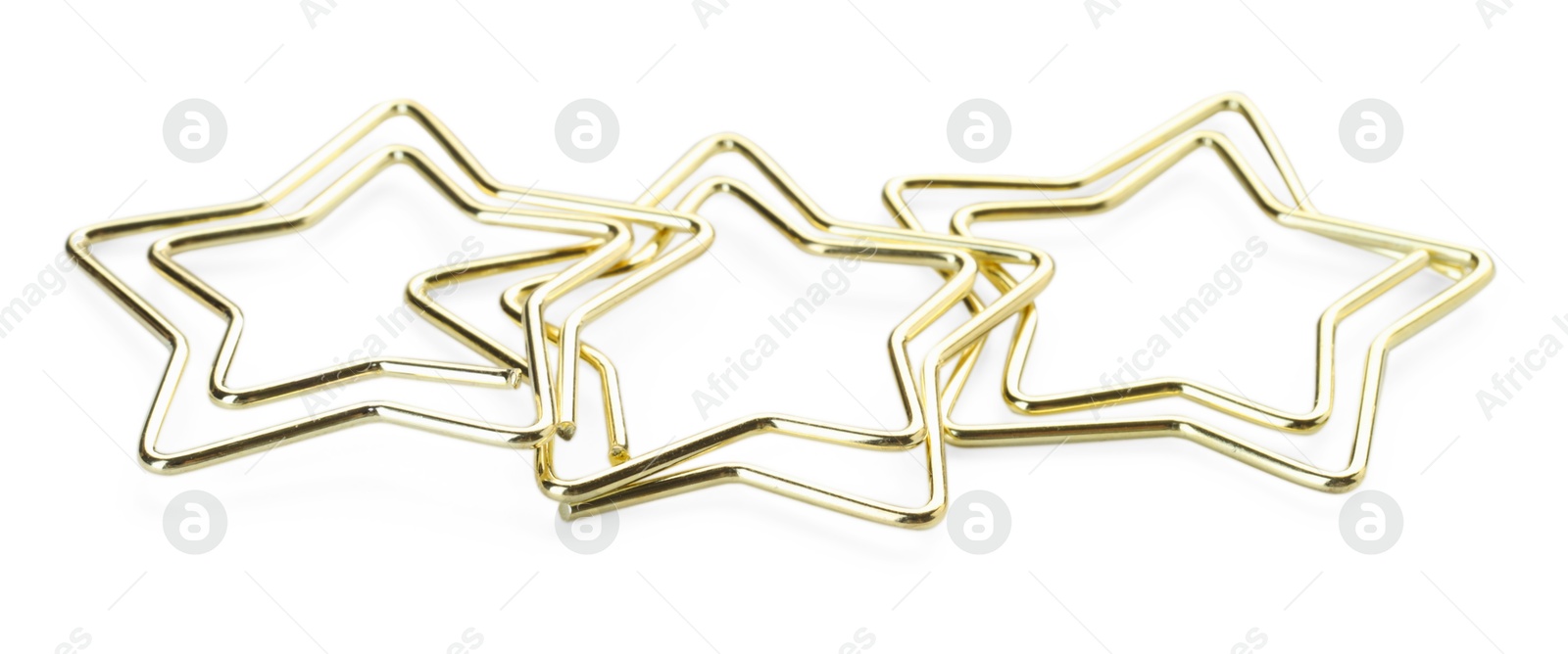 Photo of Star shaped paper clips isolated on white