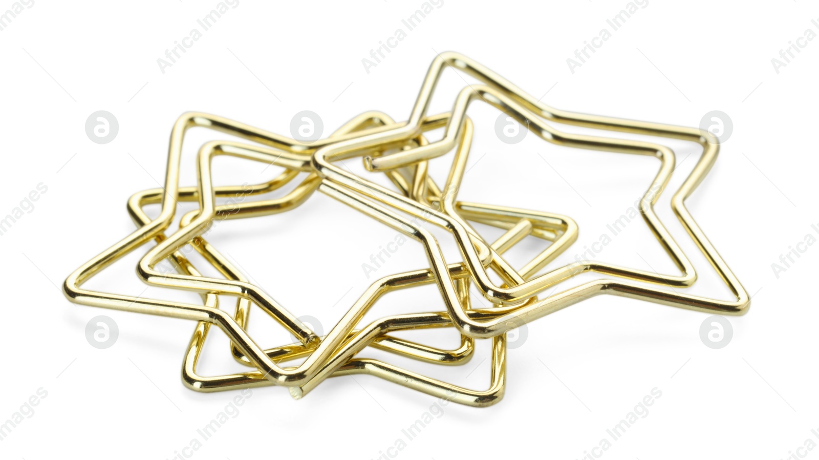 Photo of Star shaped paper clips isolated on white