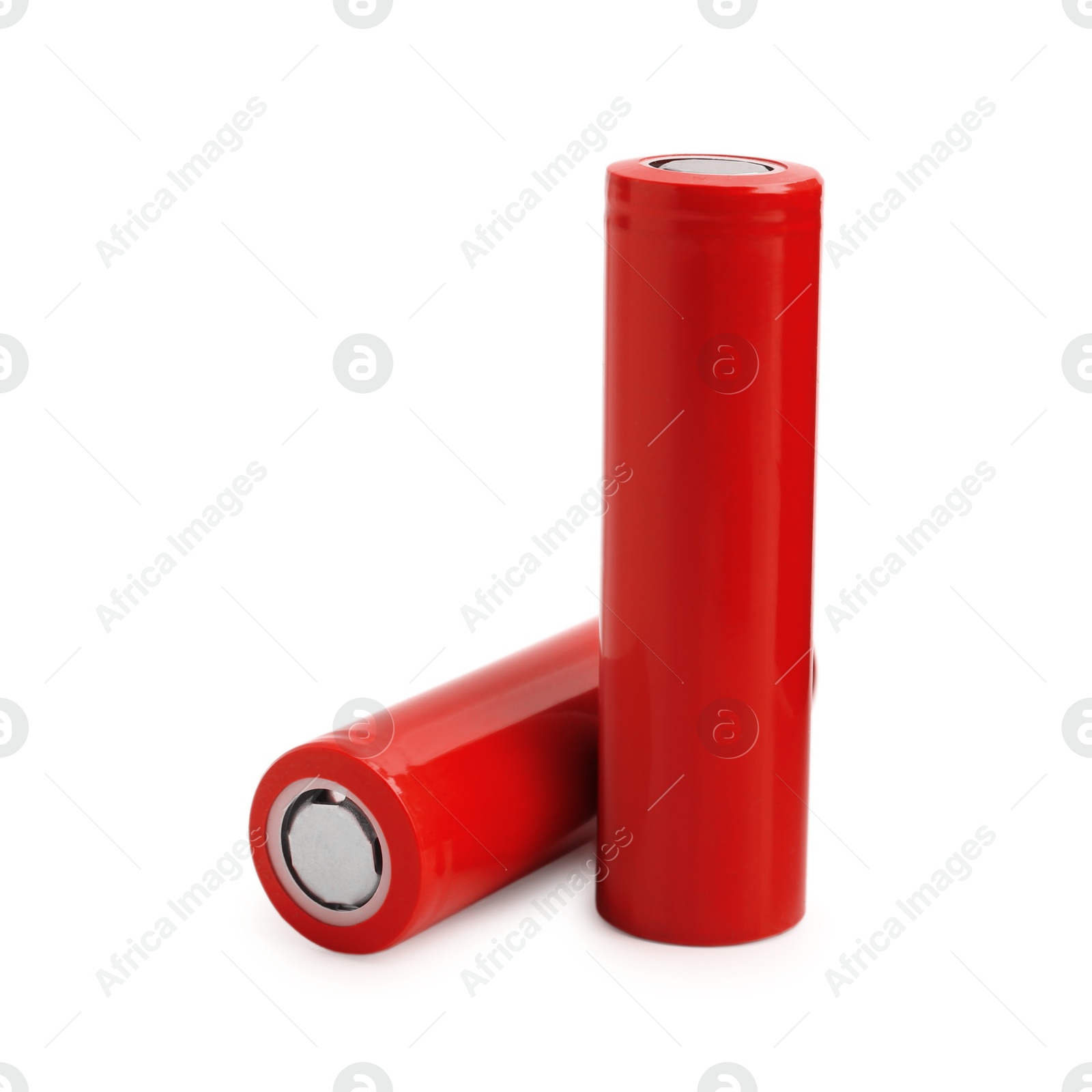 Image of Red AA alkaline batteries isolated on white