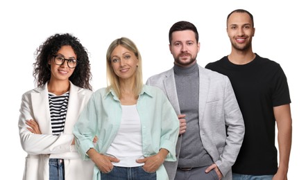 Image of Group of different people on white background