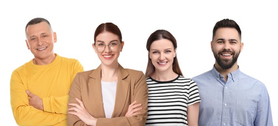 Image of Group of different people on white background