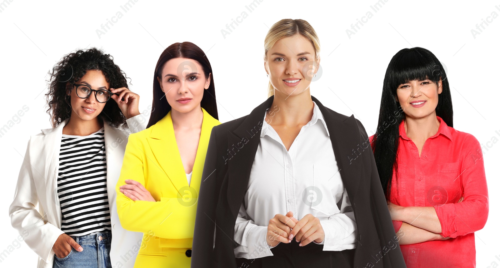 Image of Group of different people on white background