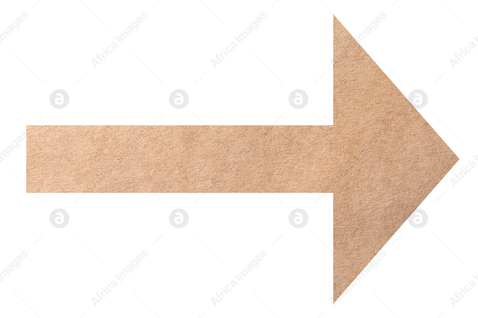 Image of Arrow with texture of kraft paper isolated on white