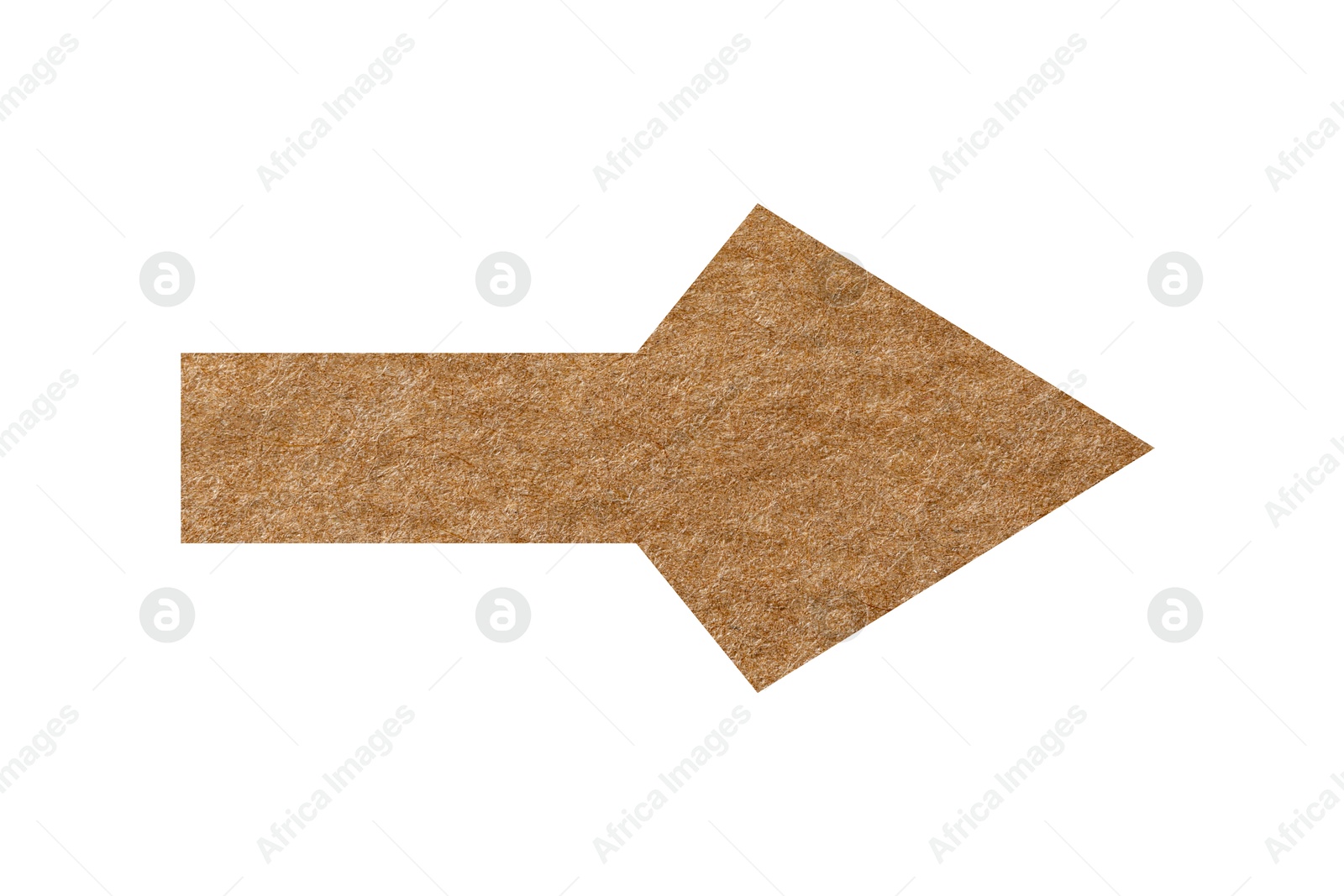 Image of Arrow with texture of kraft paper isolated on white