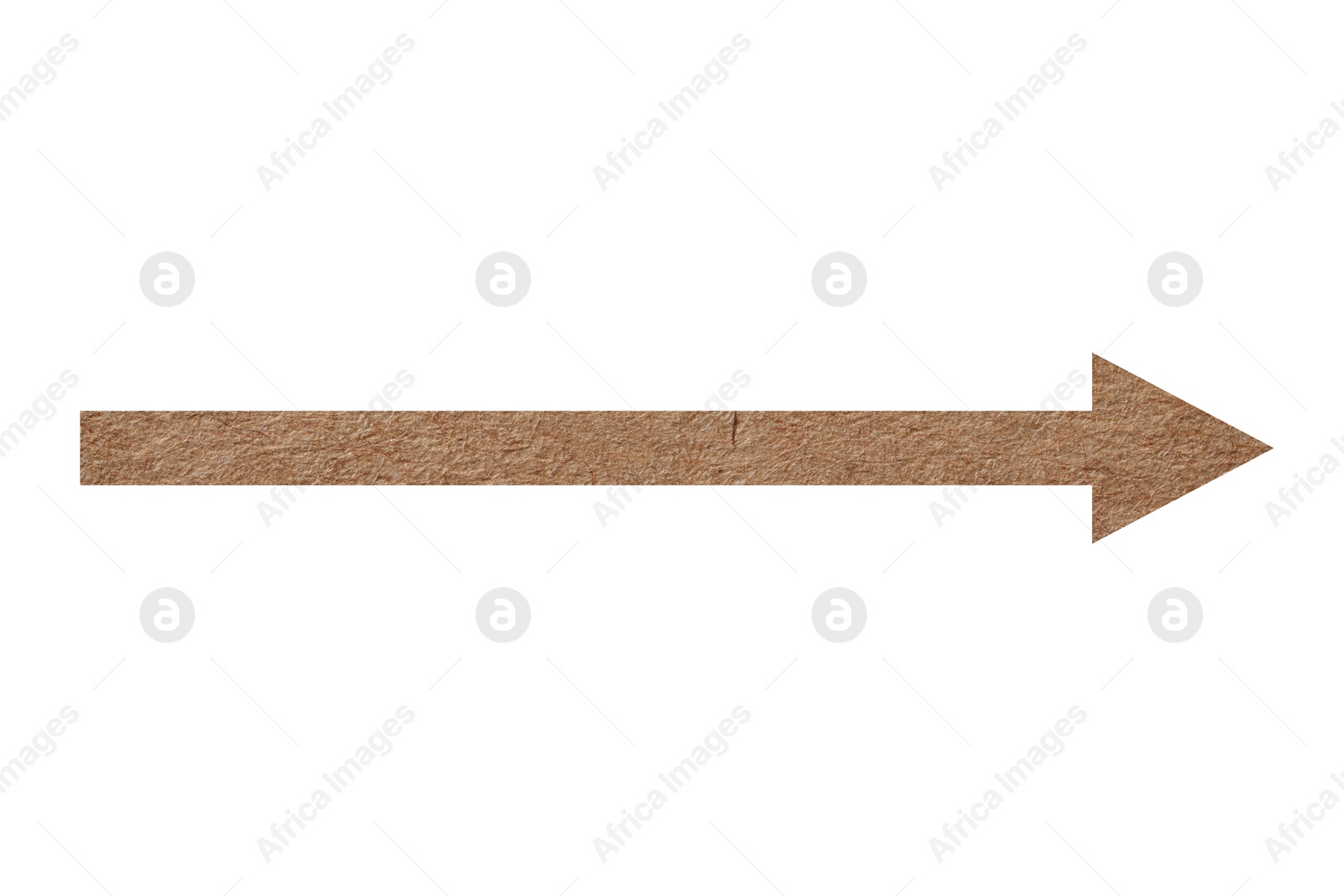 Image of Arrow with texture of kraft paper isolated on white