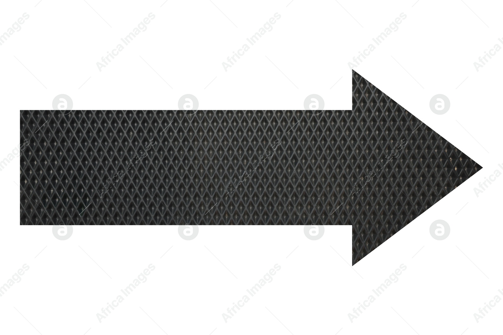 Image of Arrow with texture of rubber mat isolated on white