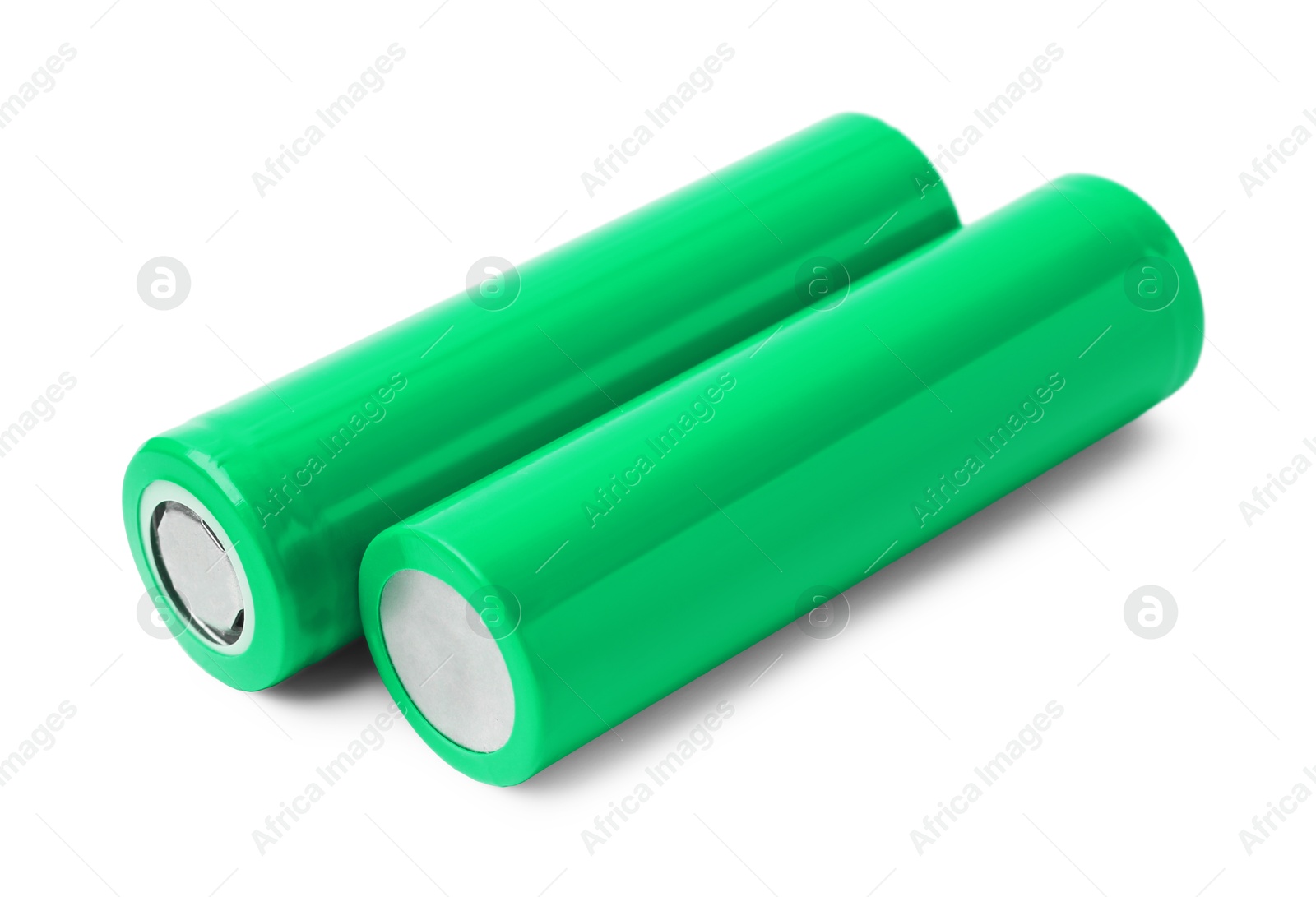 Image of Green AA alkaline batteries isolated on white