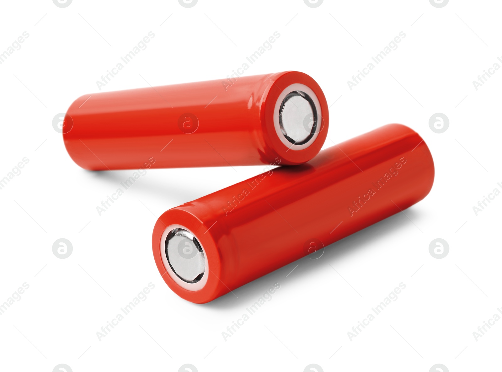 Image of Red AA alkaline batteries isolated on white