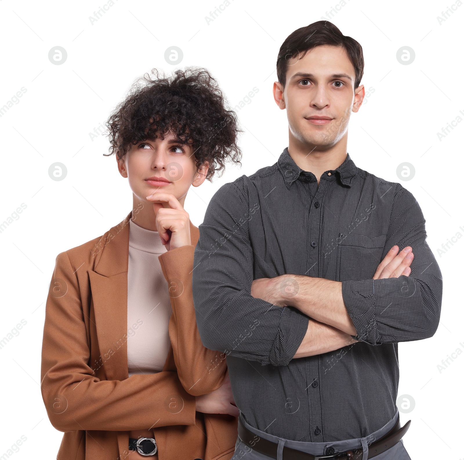 Image of Beautiful woman and handsome man on white background