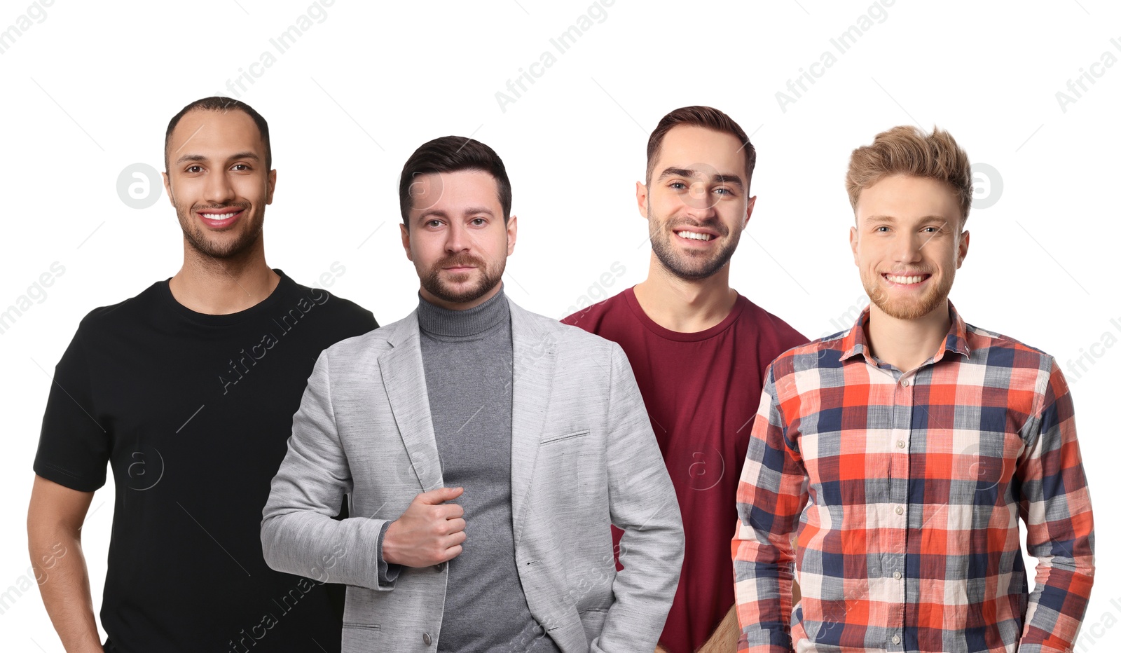 Image of Group of different people on white background