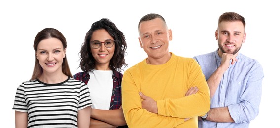 Image of Group of different people on white background