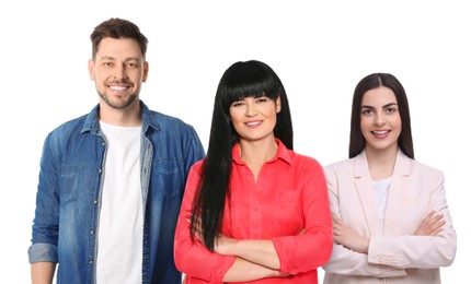 Image of Group of different people on white background