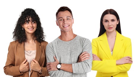 Image of Group of different people on white background