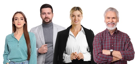 Image of Group of different people on white background