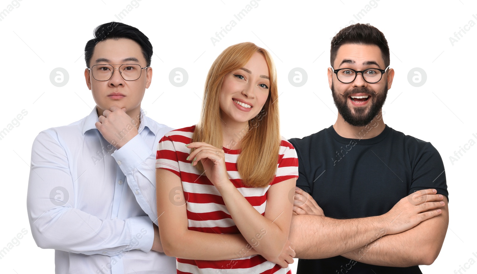 Image of Group of different people on white background