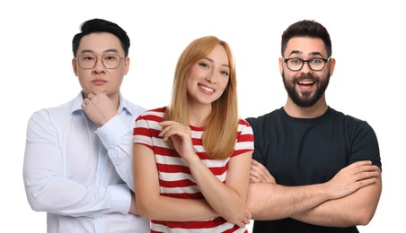 Image of Group of different people on white background