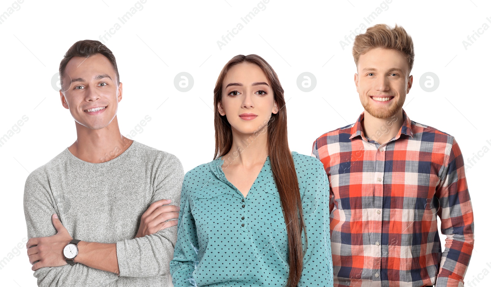 Image of Group of different people on white background