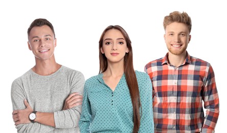 Image of Group of different people on white background