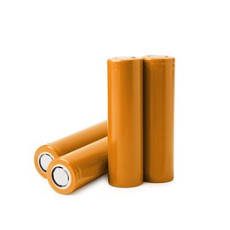 Image of Orange AA alkaline batteries isolated on white