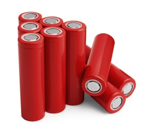 Image of Red AA alkaline batteries isolated on white