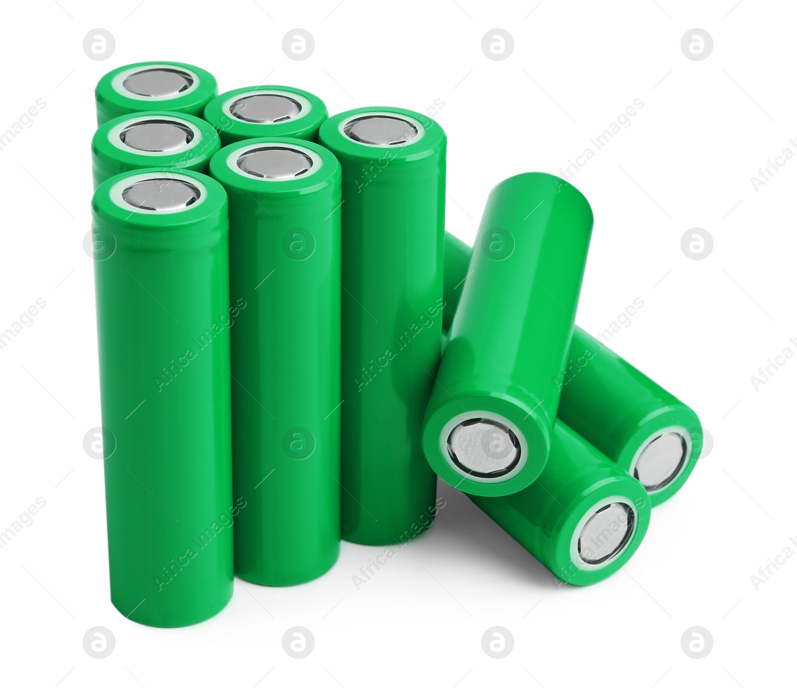 Image of Green AA alkaline batteries isolated on white