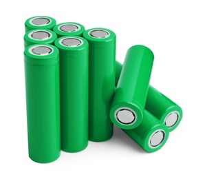 Image of Green AA alkaline batteries isolated on white