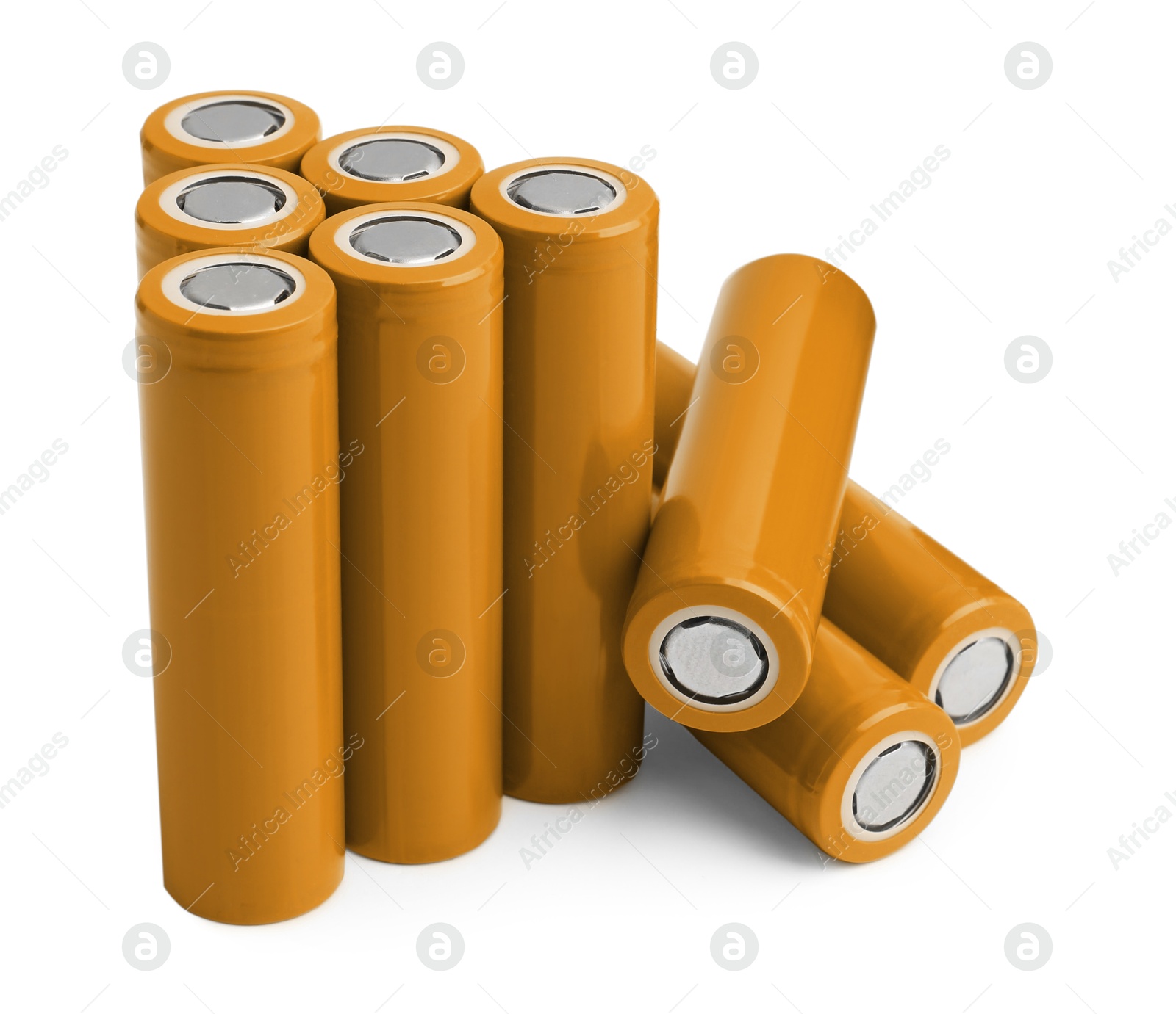 Image of Orange AA alkaline batteries isolated on white