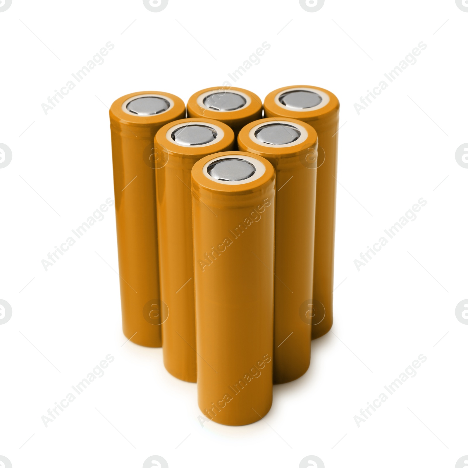 Image of Orange AA alkaline batteries isolated on white