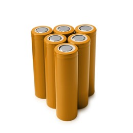 Image of Orange AA alkaline batteries isolated on white