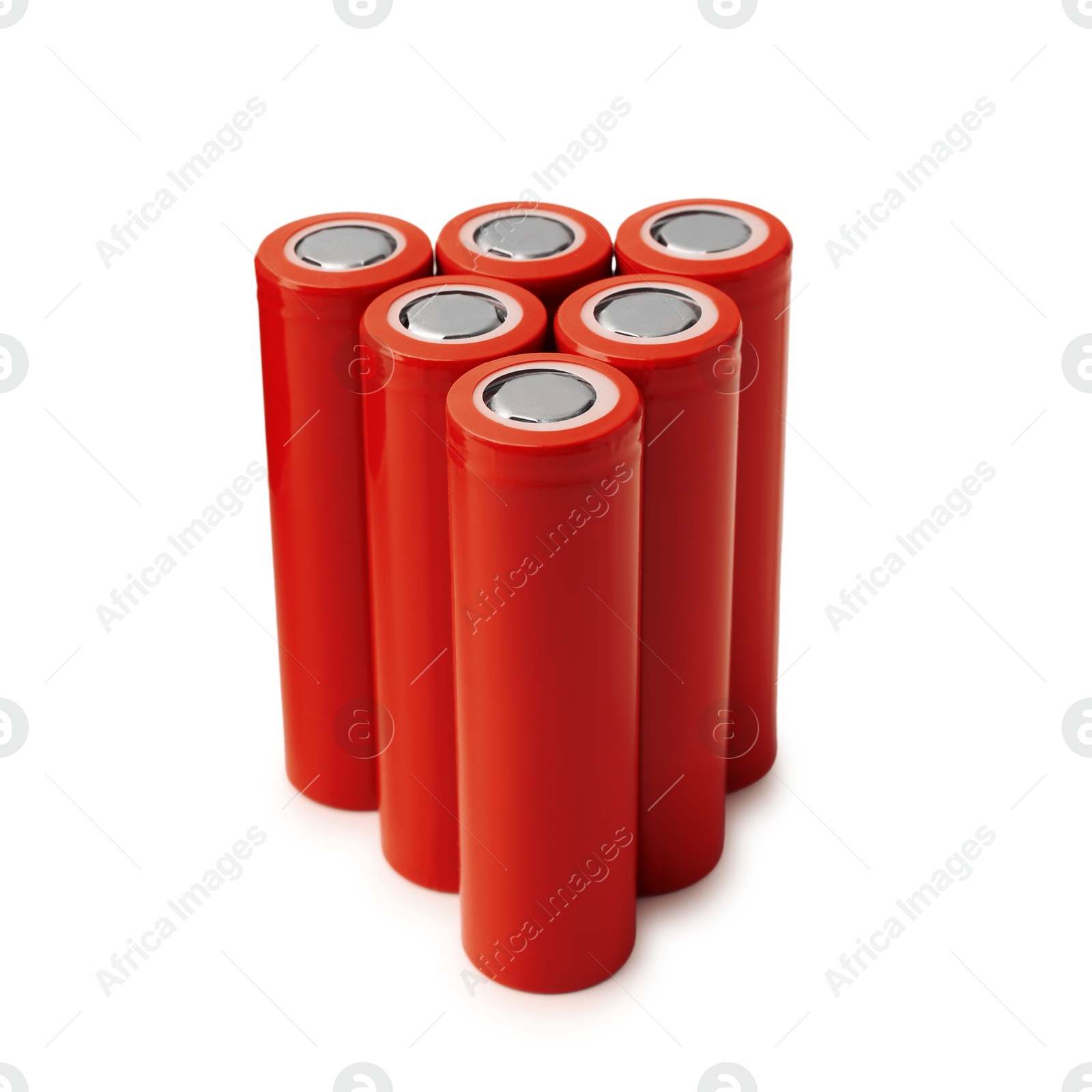 Image of Red AA alkaline batteries isolated on white