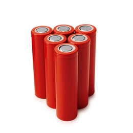 Image of Red AA alkaline batteries isolated on white