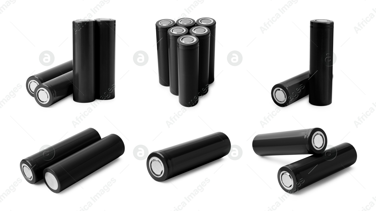 Image of Black AA alkaline batteries isolated on white, set