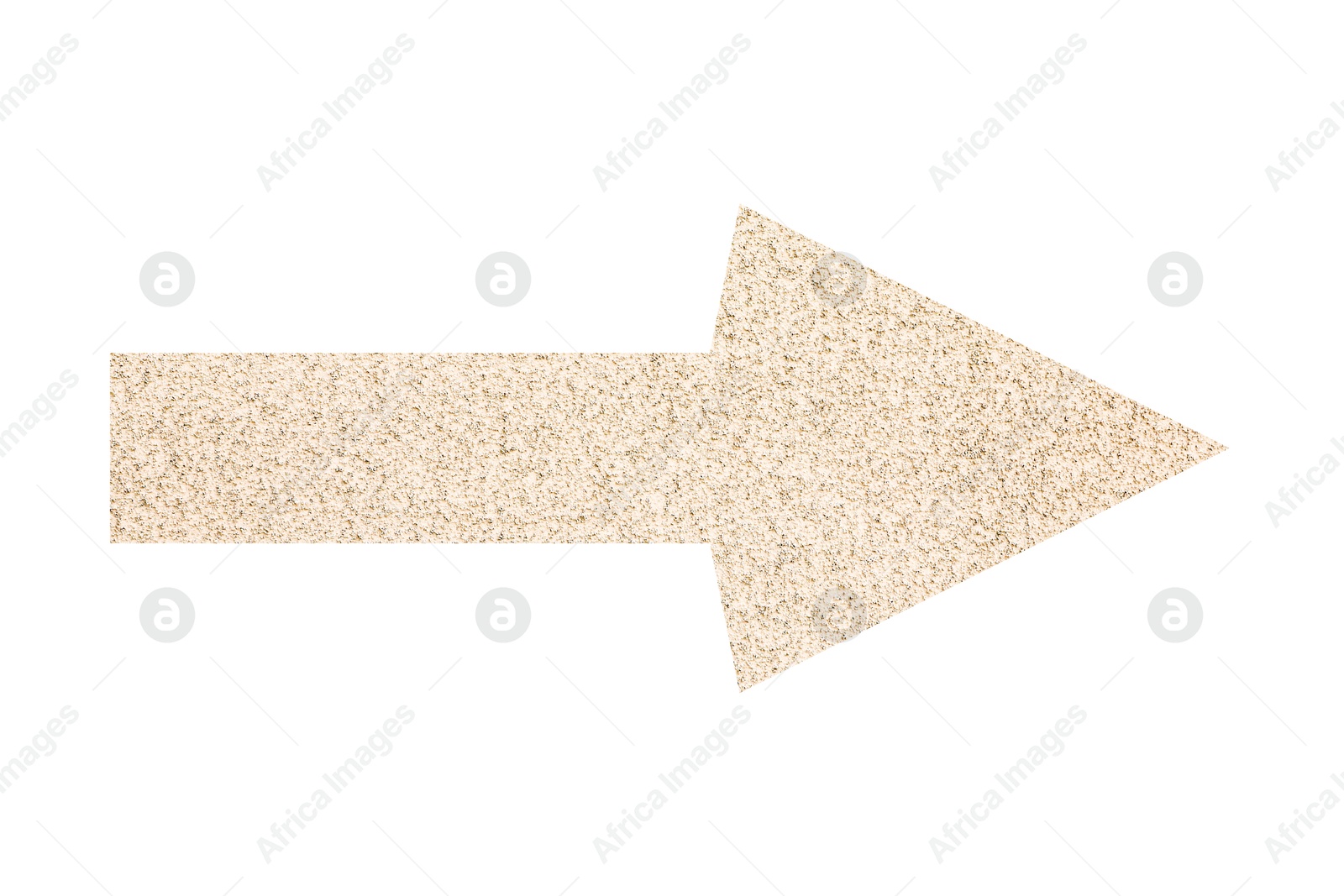 Image of Arrow with texture of beige plaster isolated on white