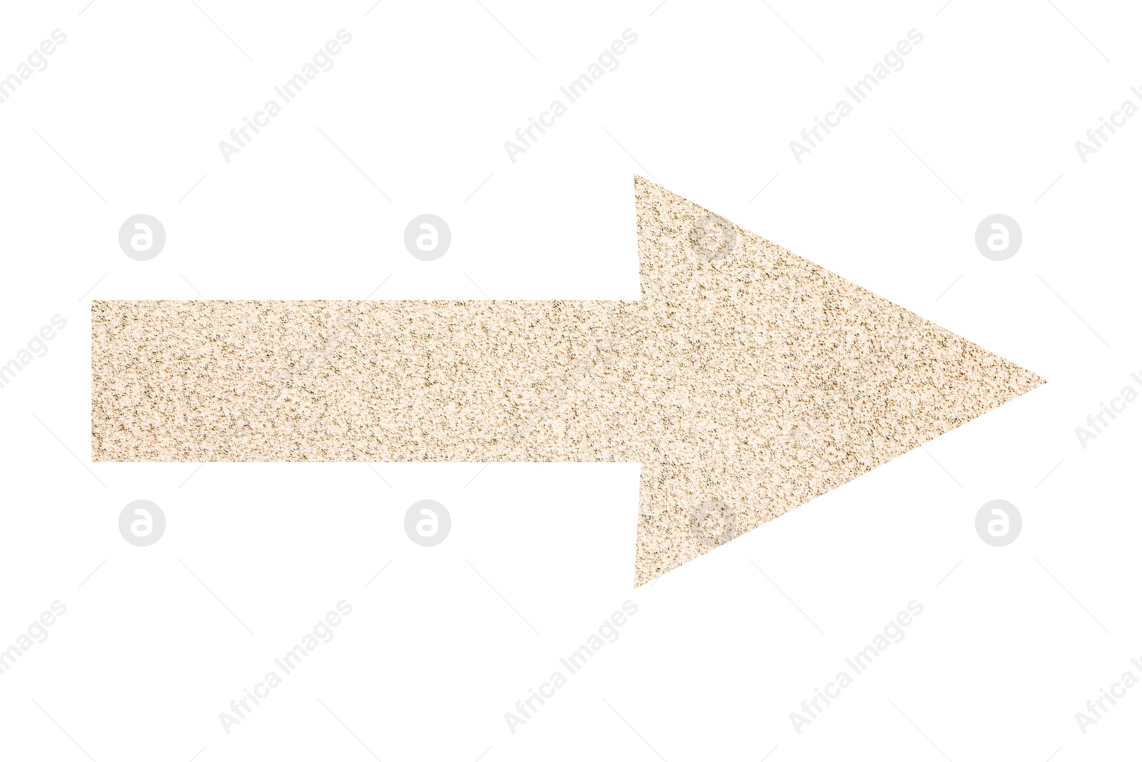 Image of Arrow with texture of beige plaster isolated on white