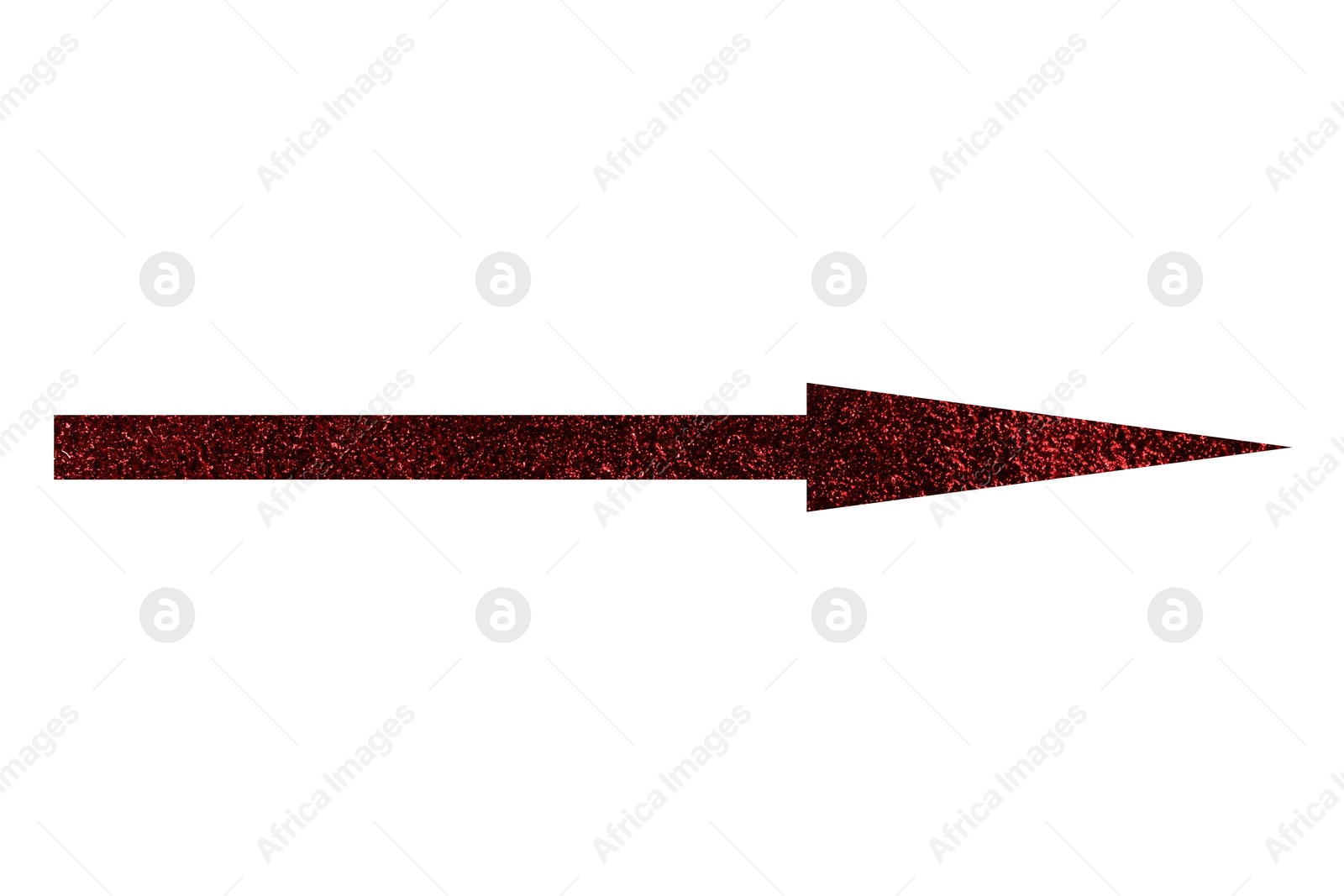 Image of Arrow with texture of red foil isolated on white