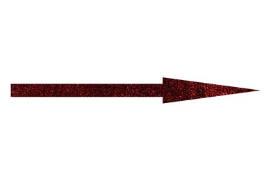 Image of Arrow with texture of red foil isolated on white