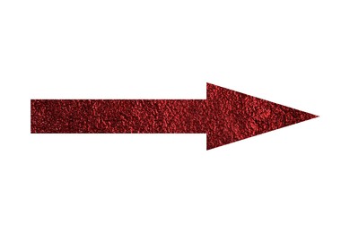 Image of Arrow with texture of red foil isolated on white