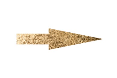 Image of Arrow with texture of golden foil isolated on white