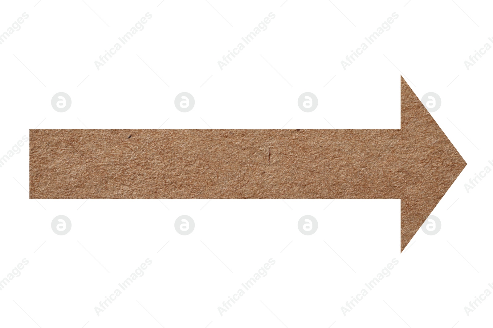 Image of Arrow with texture of kraft paper isolated on white