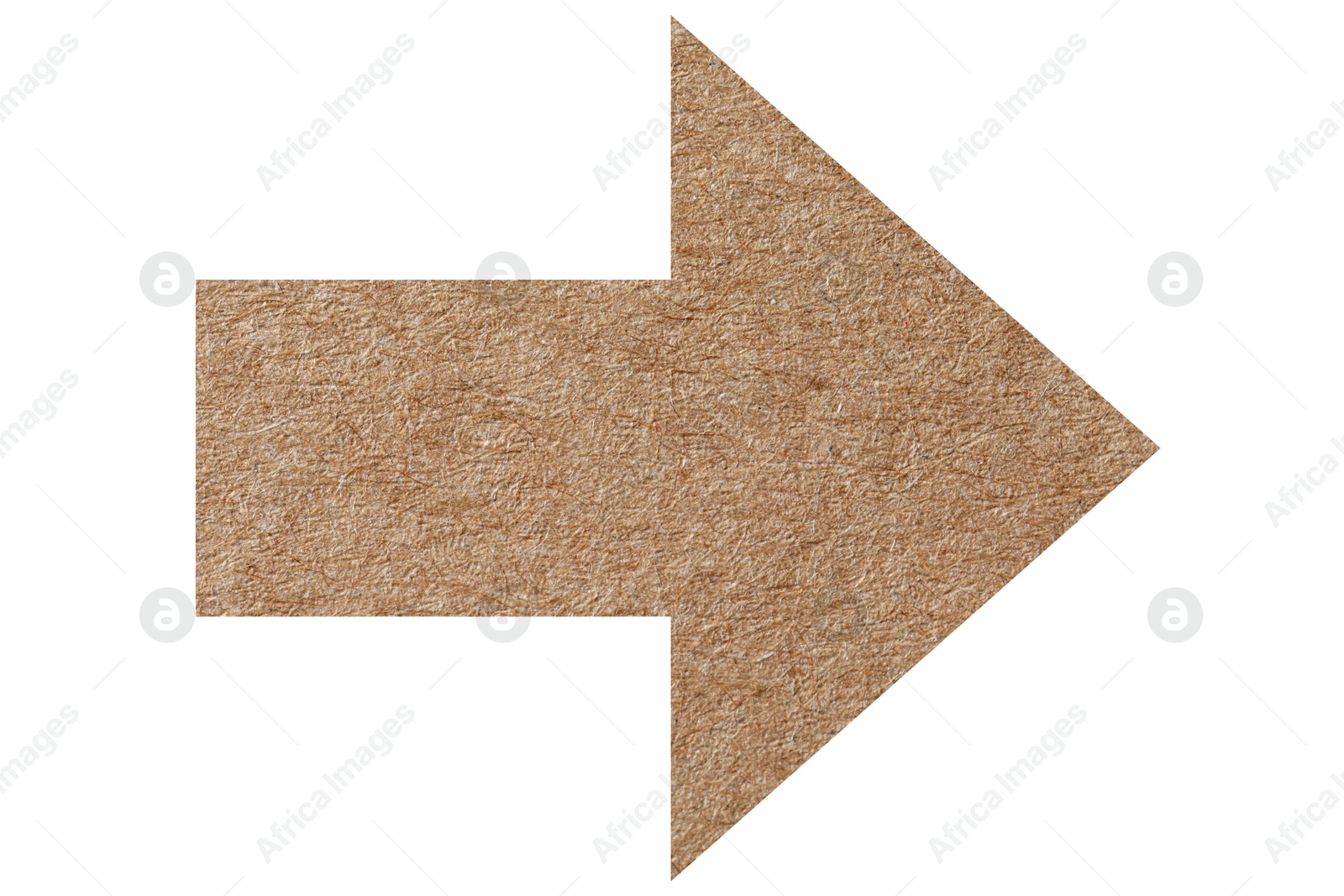 Image of Arrow with texture of kraft paper isolated on white