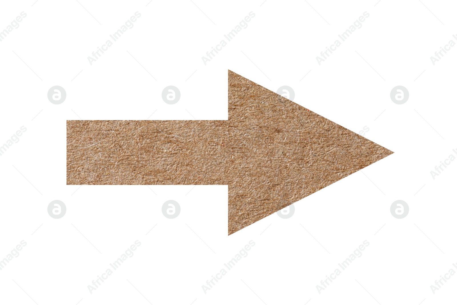 Image of Arrow with texture of kraft paper isolated on white