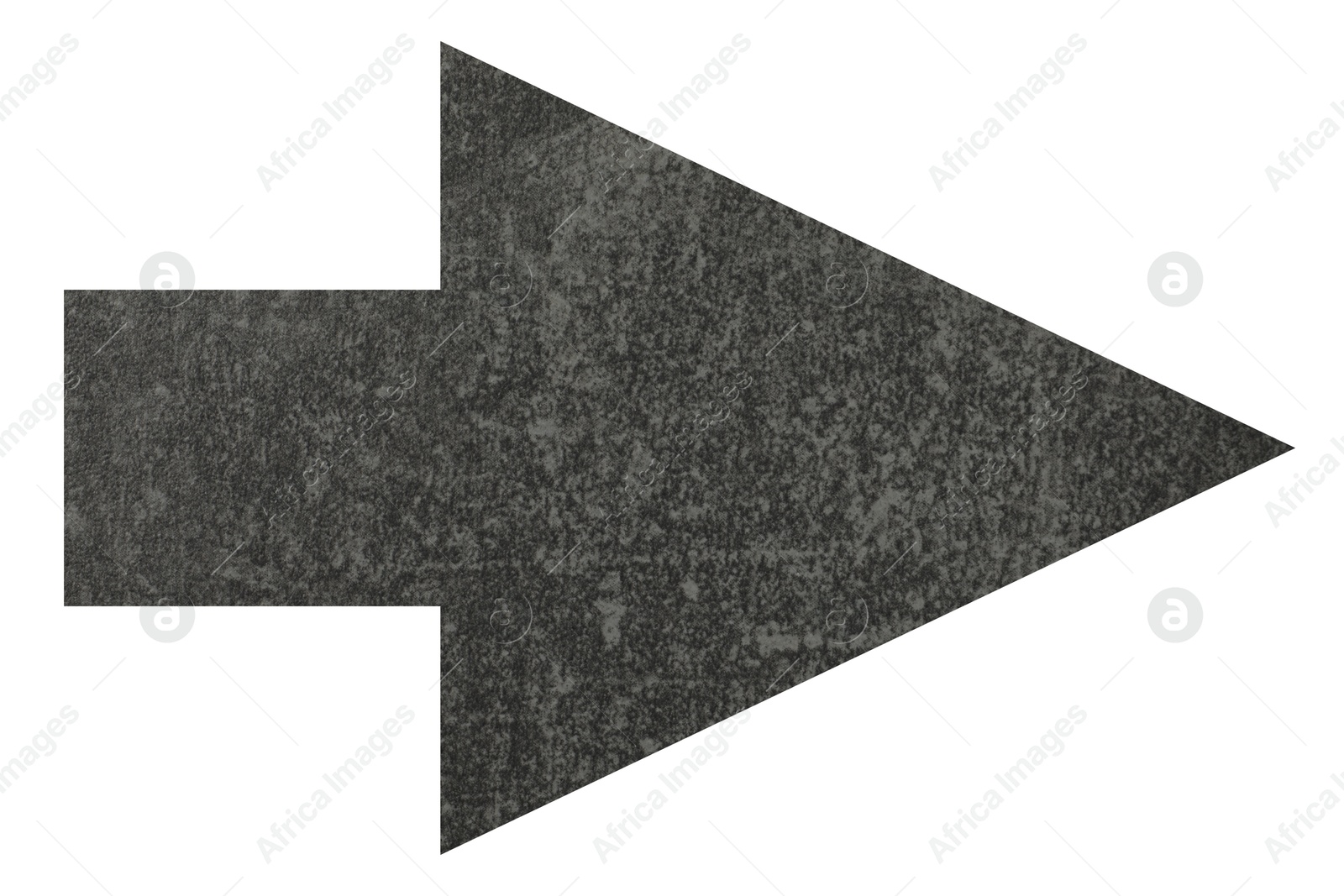 Image of Arrow with texture of dark grey stone surface isolated on white