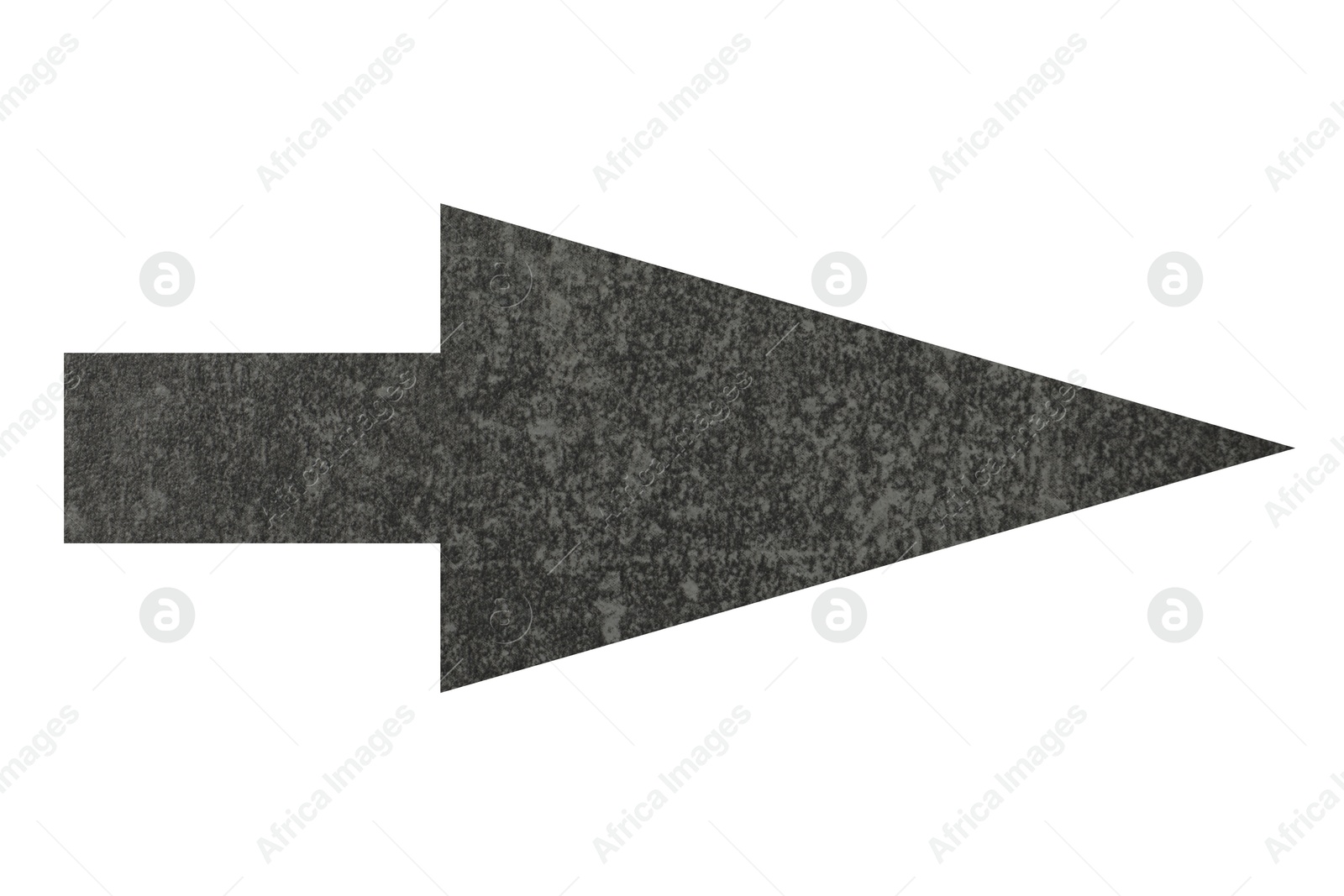 Image of Arrow with texture of dark grey stone surface isolated on white