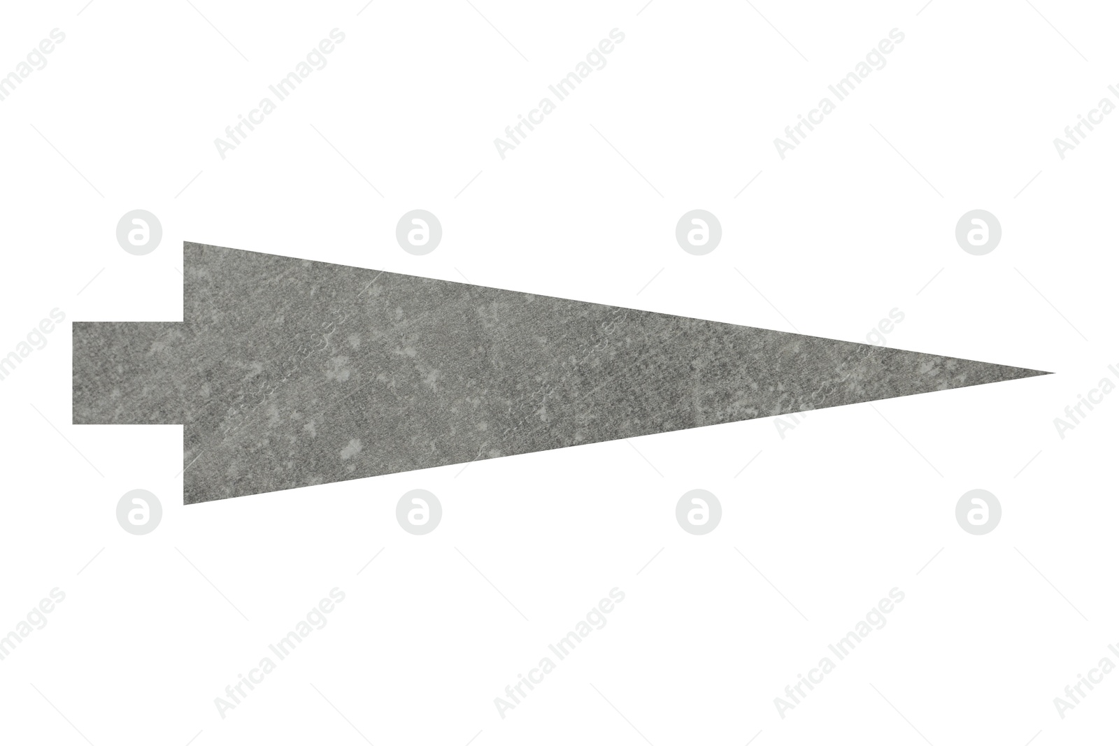 Image of Arrow with texture of grey stone surface isolated on white