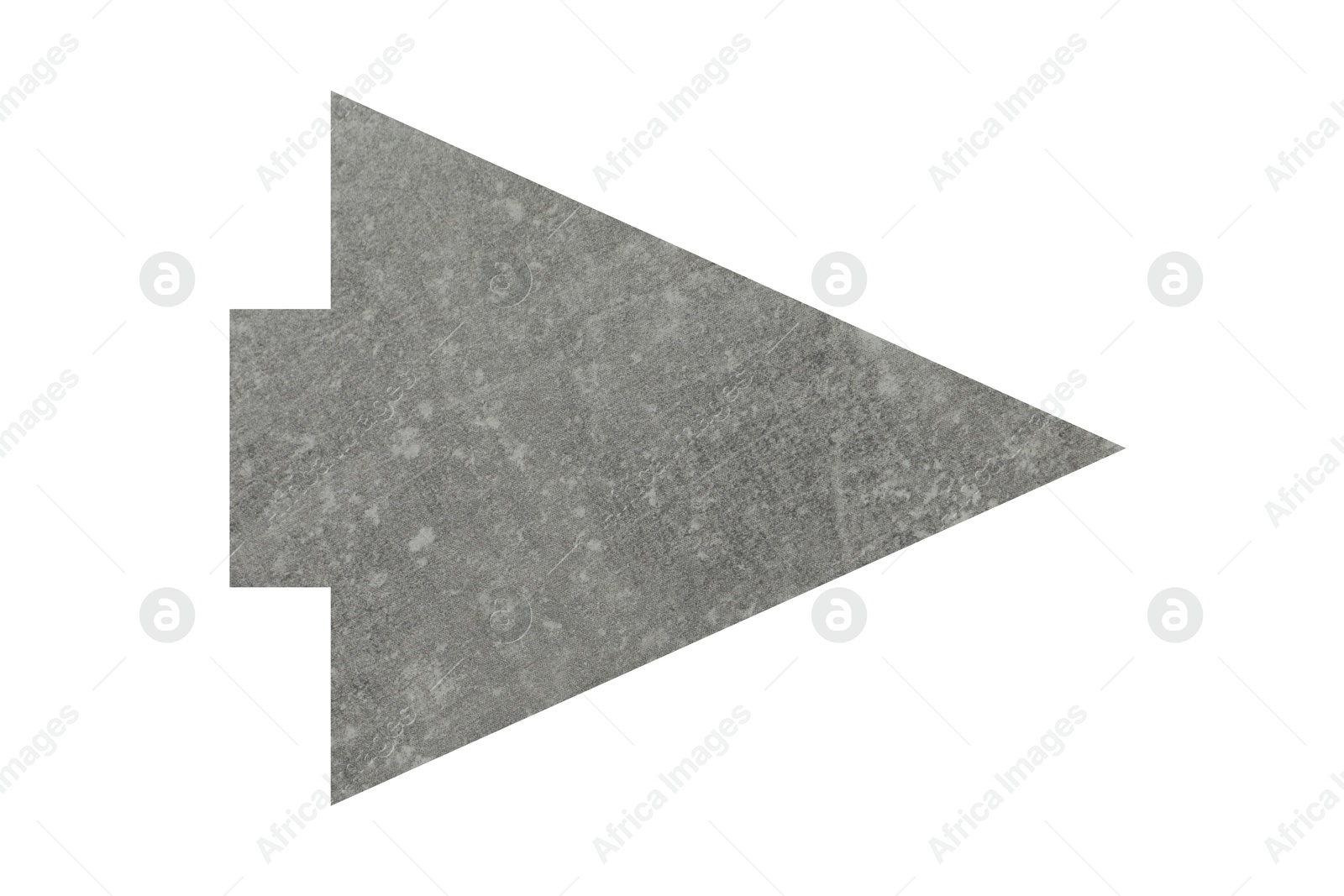 Image of Arrow with texture of grey stone surface isolated on white