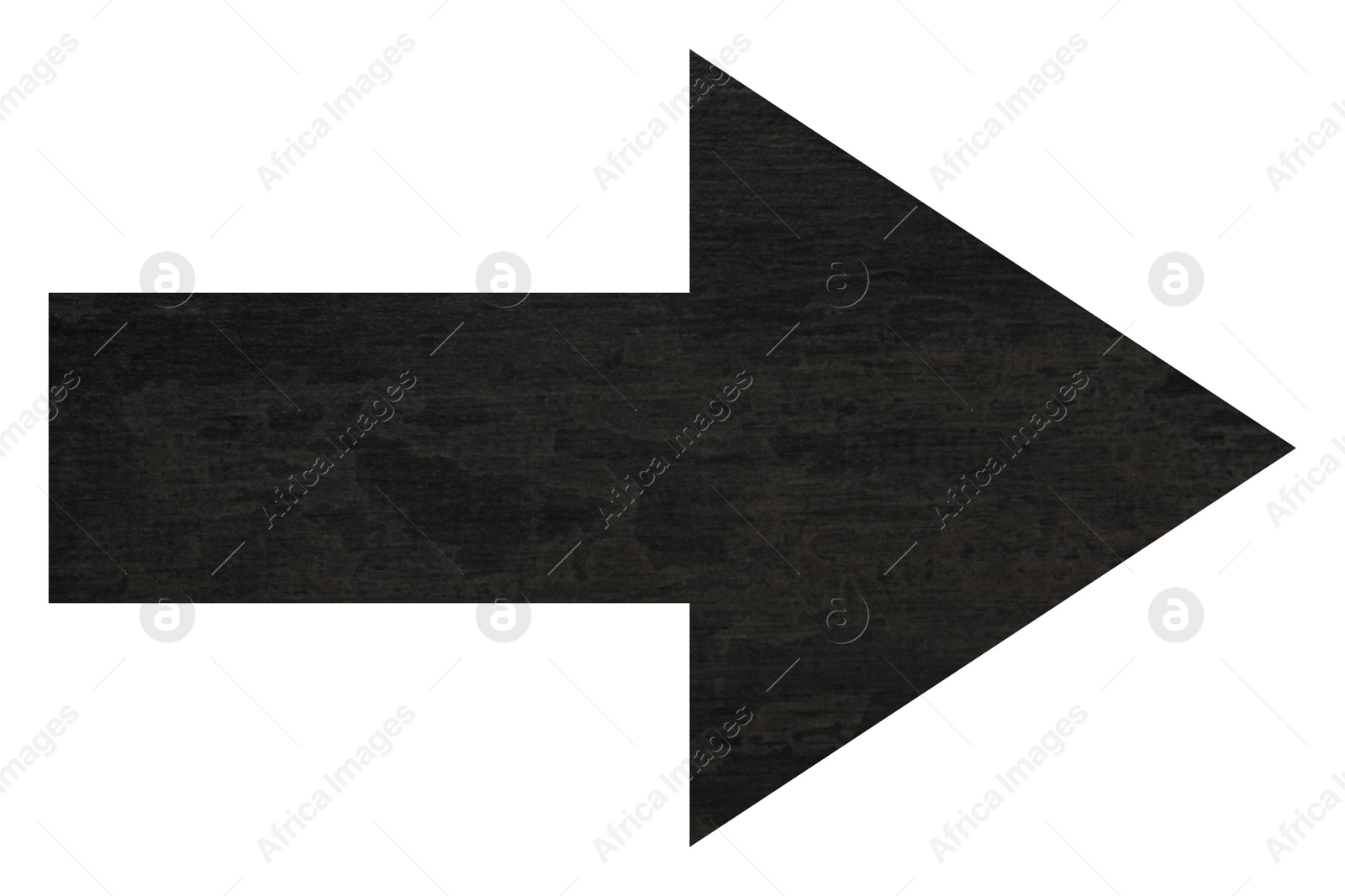 Image of Arrow with texture of black stone surface isolated on white