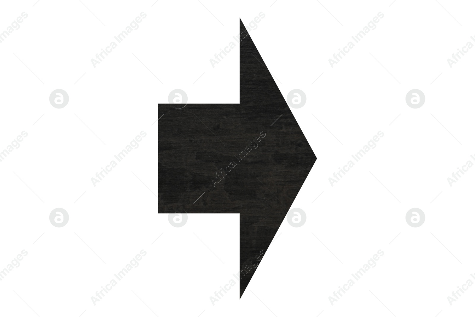 Image of Arrow with texture of black stone surface isolated on white