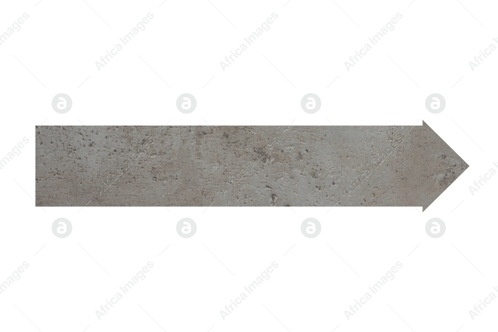 Image of Arrow with texture of grey stone surface isolated on white