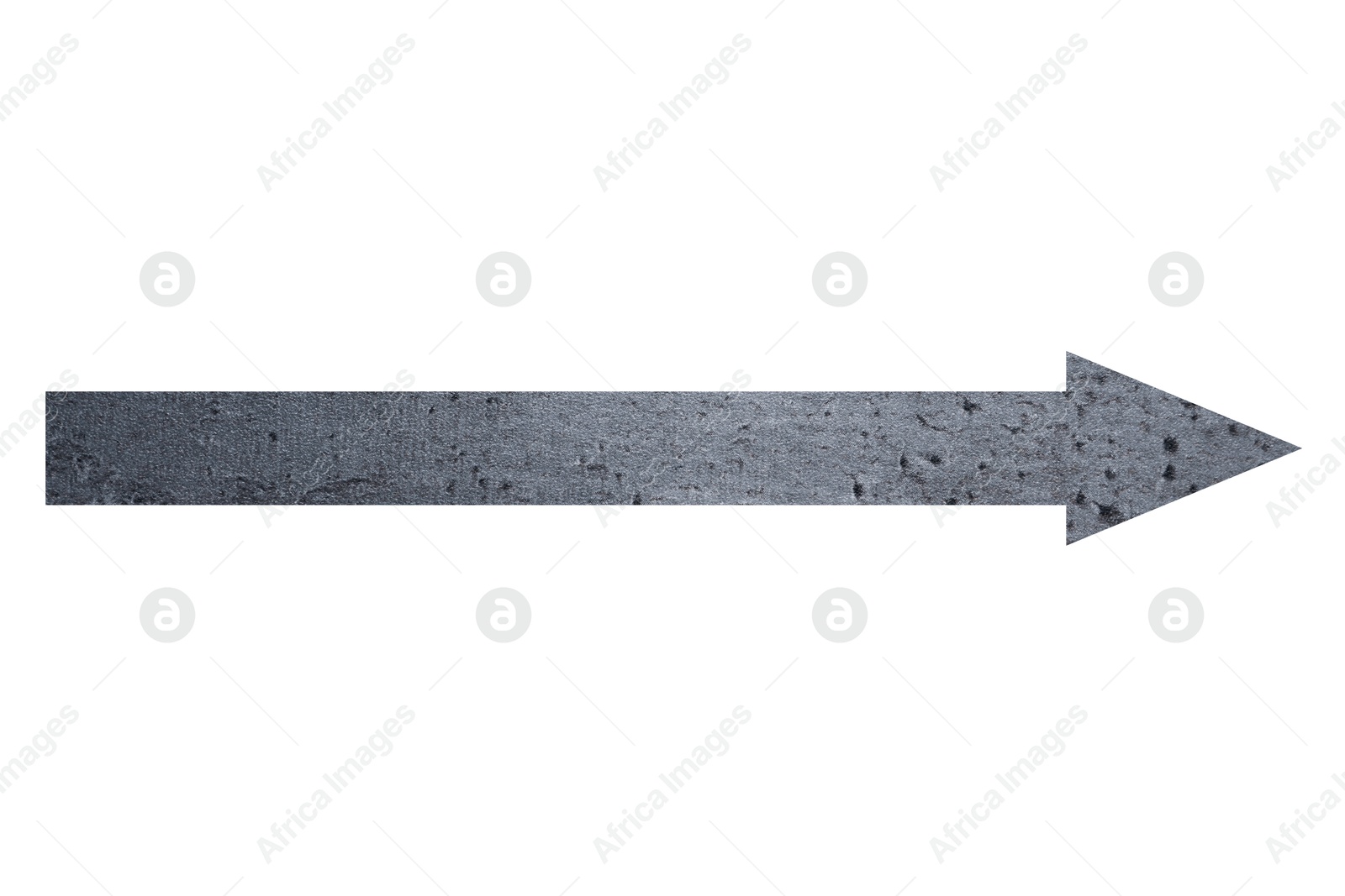 Image of Arrow with texture of grey stone surface isolated on white